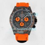 Noob Factory Rolex DIW All Black Carbon Daytona Orange Nylon Strap Swiss 4130 Movement